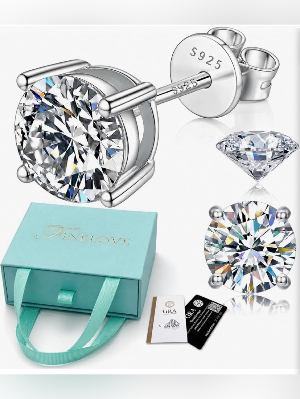 .60 CTTW Moissanite Earrings - Solitaire S925 New